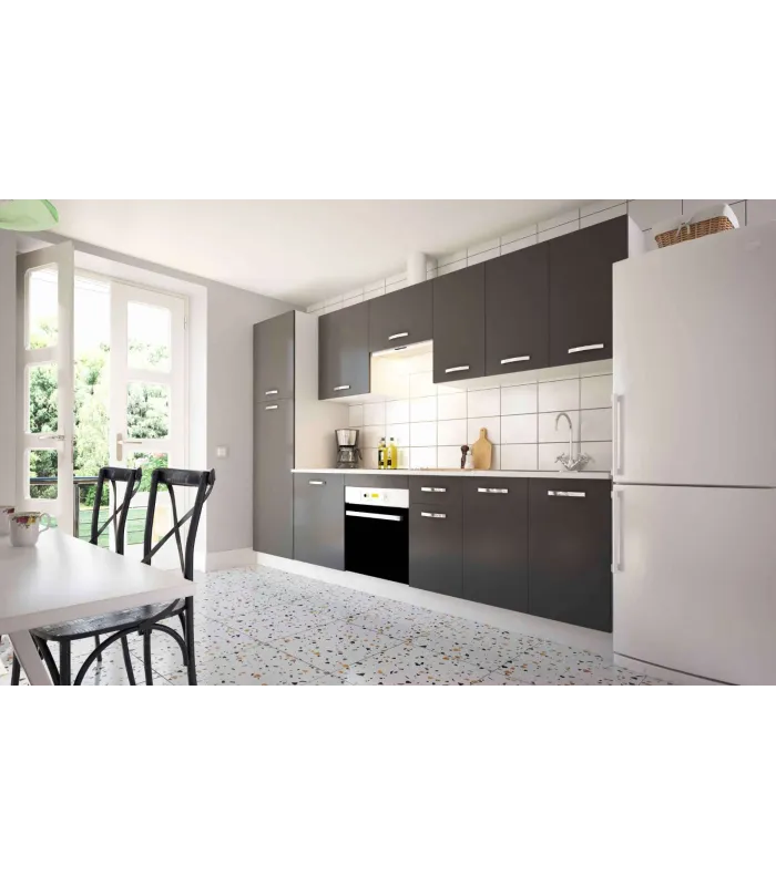 Cocina completa gris parís 3 metros, diseño elegante