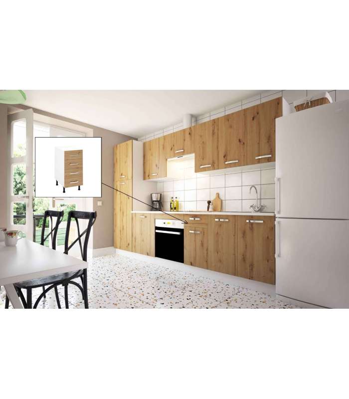 MD BLOCK Modulos bajos Mueble cocina bajo con 4 cajones en