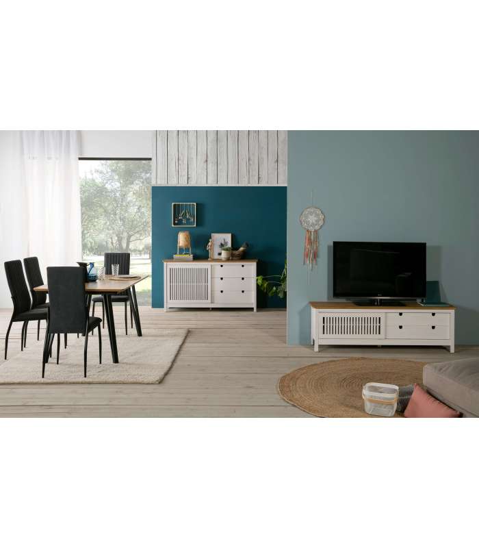 MUEBLE TV BRUNA 1PTACORR/2C CERA/BLANCO LAV