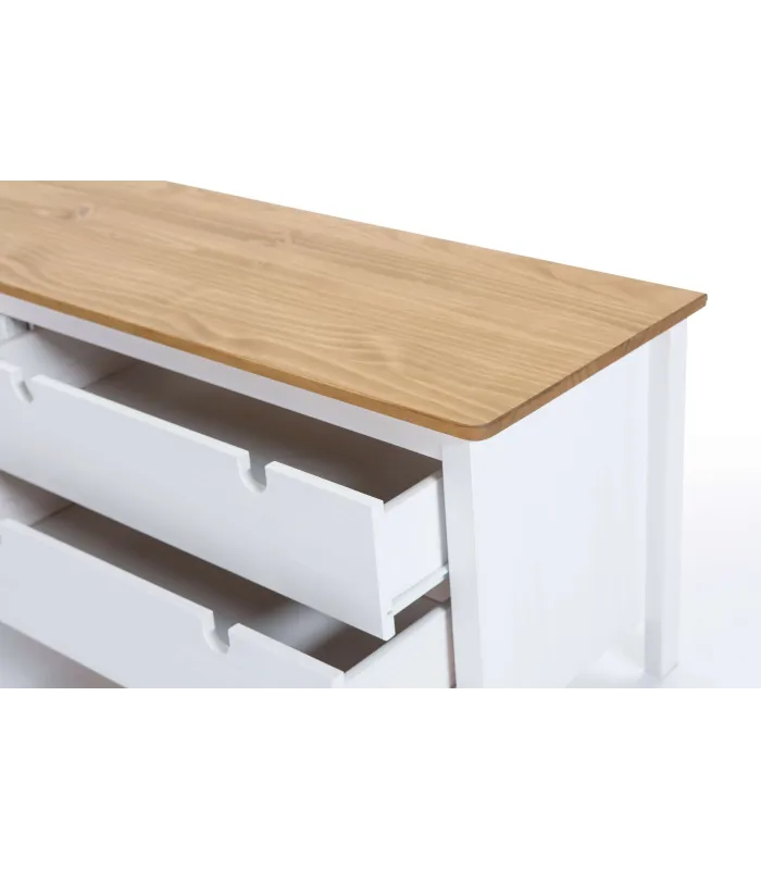 Mueble TV Luna blanca 158 cm, elegante y funcional