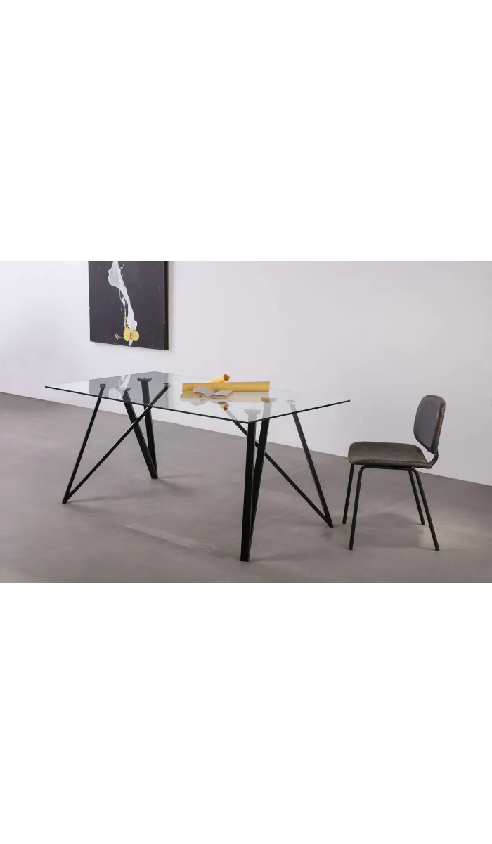 Table de salle à manger rectangulaire Gaia avec plateau en