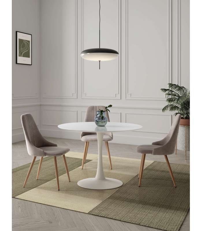 Table ronde Oda finition blanche 75 cm(hauteur) 110 cm(largeur)