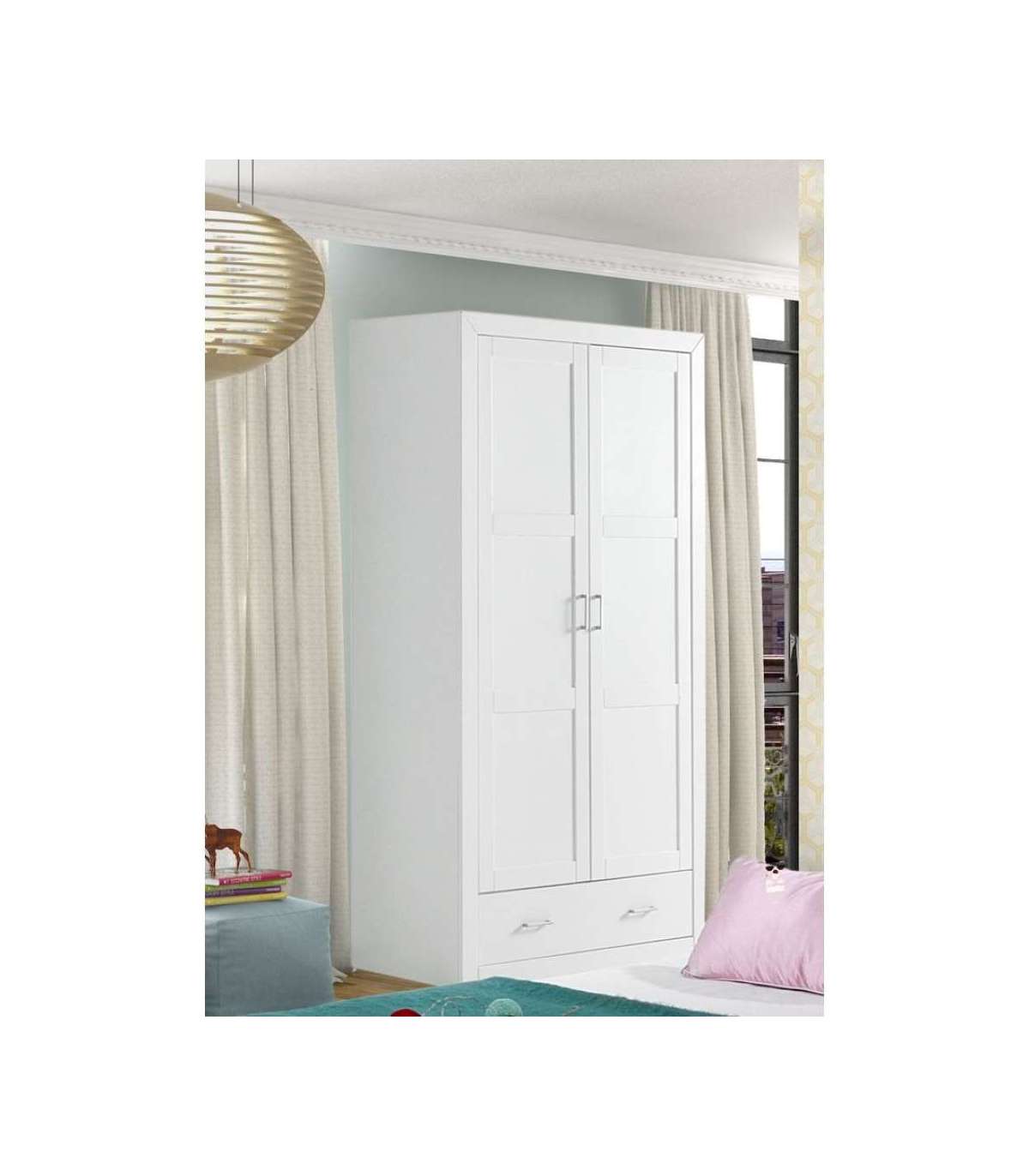Vestidor con 1 puerta y cortina blanco, Armarios baratos