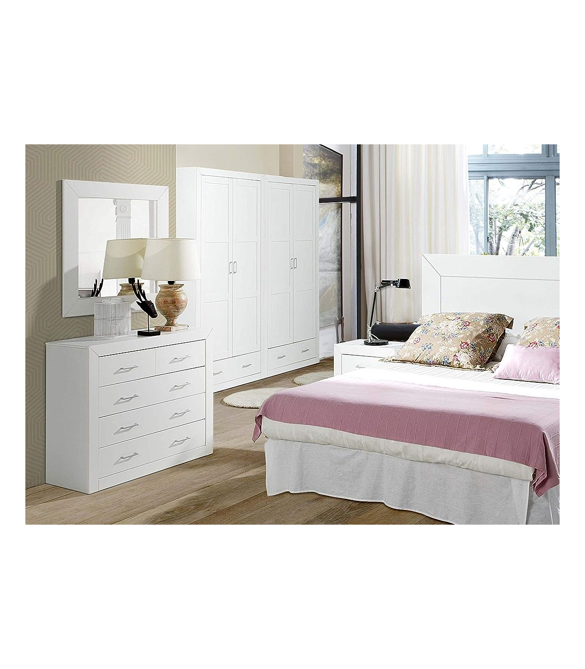 Armario moderno de dormitorio blanco mate personalizado