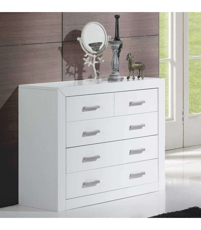 Commode 4 tiroirs en finition blanche 80 cm(hauteur) 95