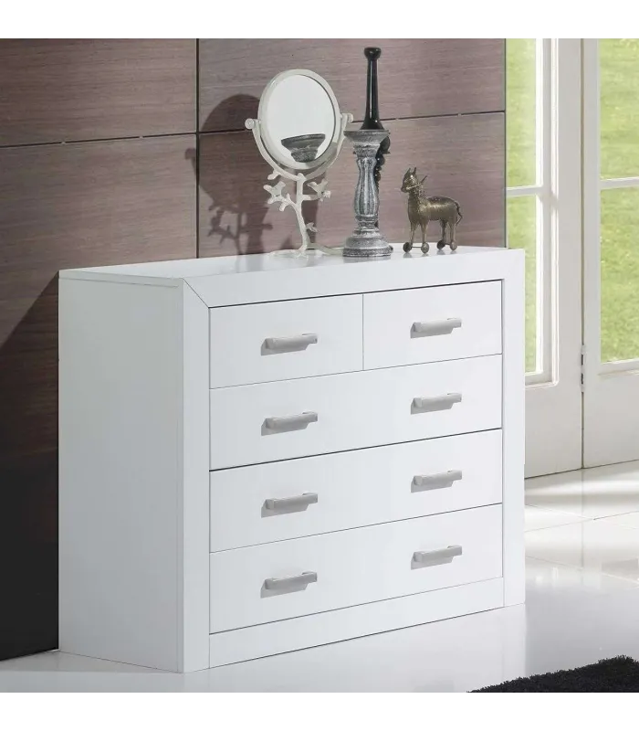 Cómoda blanca de 4 cajones para dormitorios