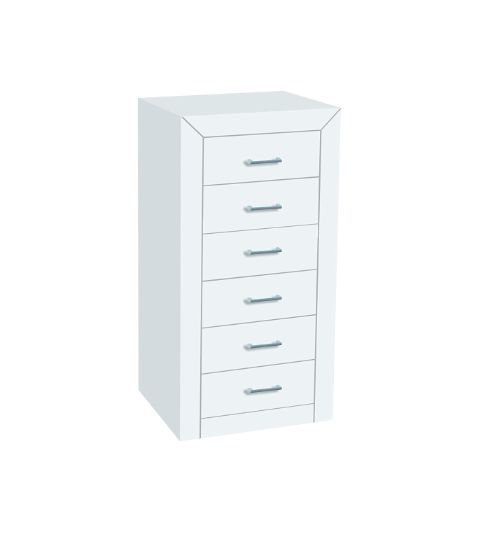 Chifonier 6 White Lacquered Bedroom Drawers