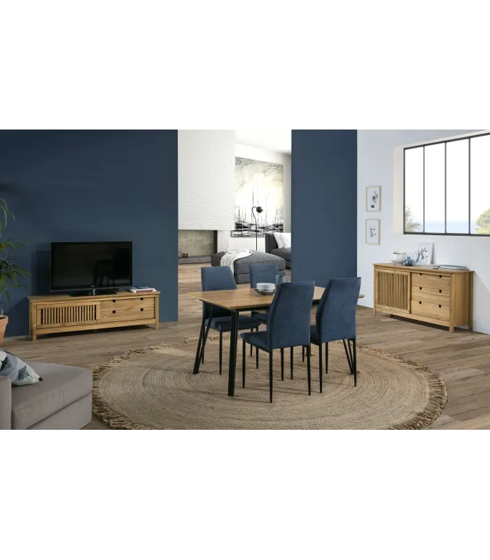 Mueble TV Luna natural 158 cm, estilo nórdico moderno