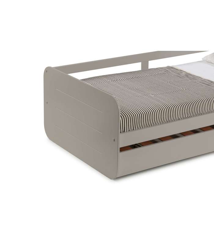 Lit gigogne pour matelas de 90 cm Finition gris Redona