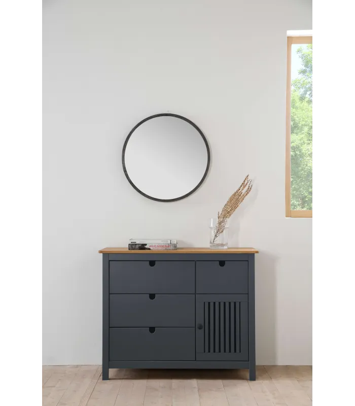 Cómoda Luna 4 cajones y 1 puerta gris