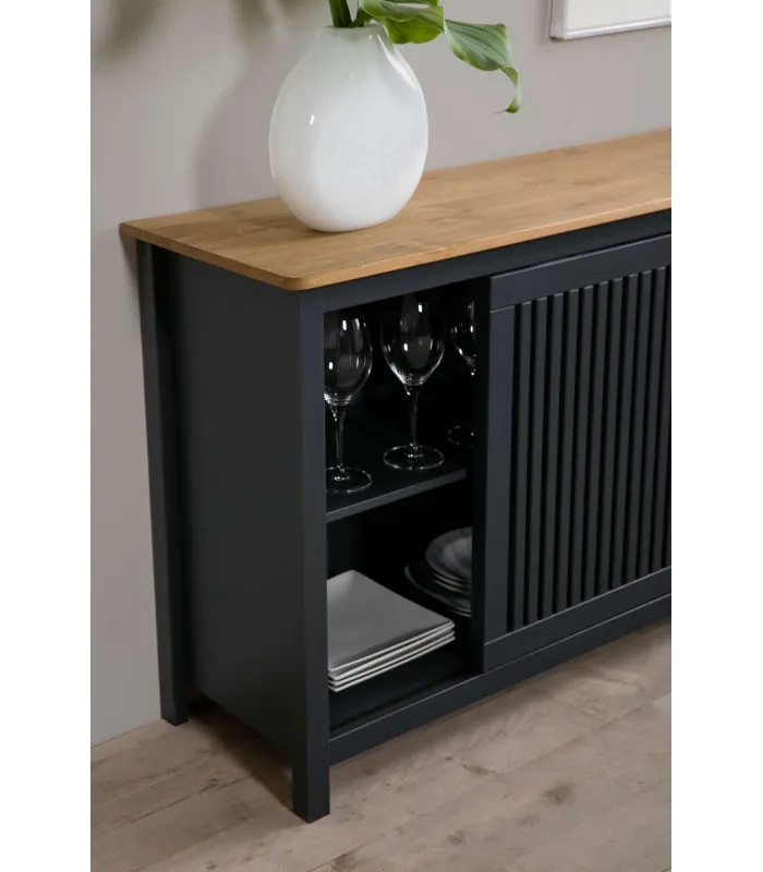 Aparador Luna gris 1 puerta 3 cajones 150x80x40 cm