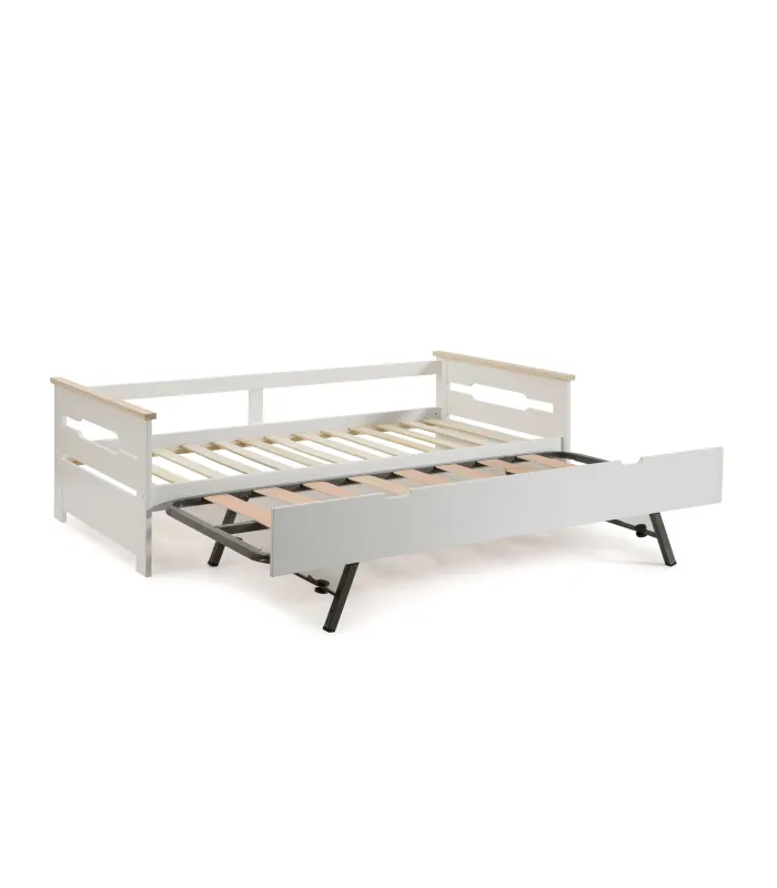 Cama nido Eva 90cm blanco/natural, elegante y funcional