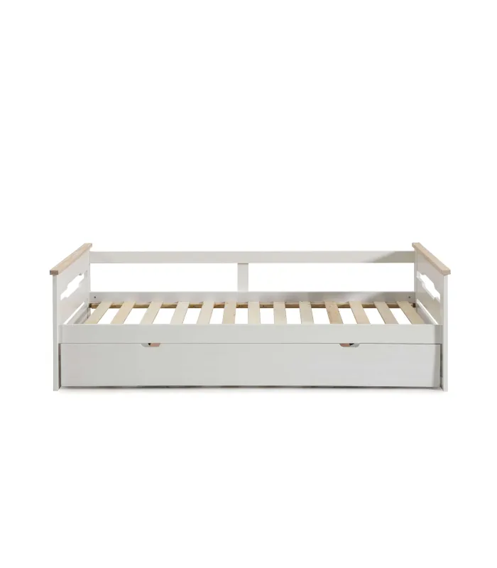 Cama nido Eva 90cm blanco/natural, elegante y funcional