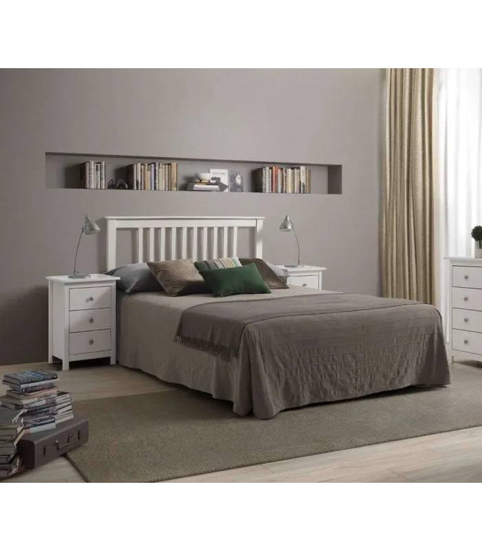 Cabecero Tabac blanco de pino macizo 100x147 cm