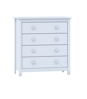 Commode Tabac 4 tiroirs en finition pin blanc translucide 78