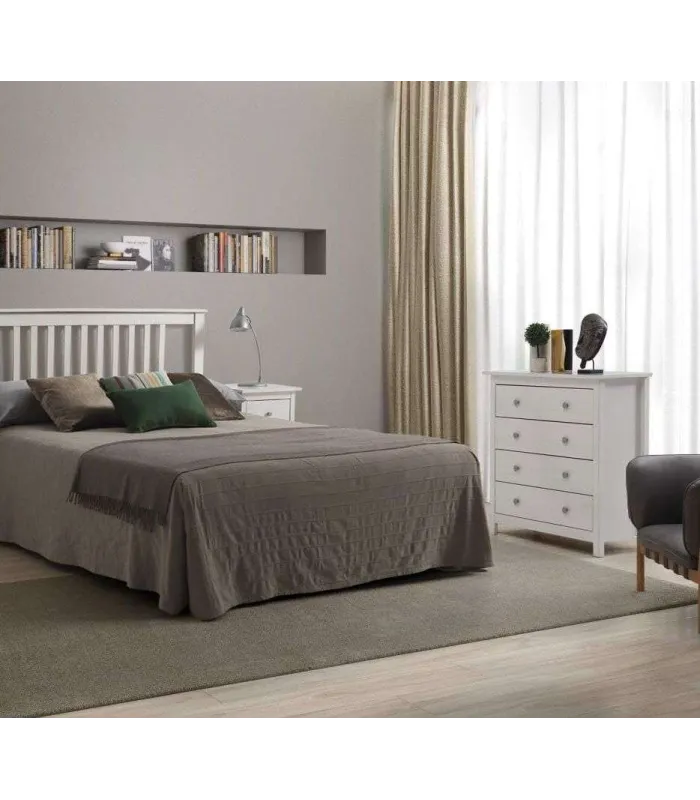 Comfortable Tabac 4 drawers translucent white pine wood