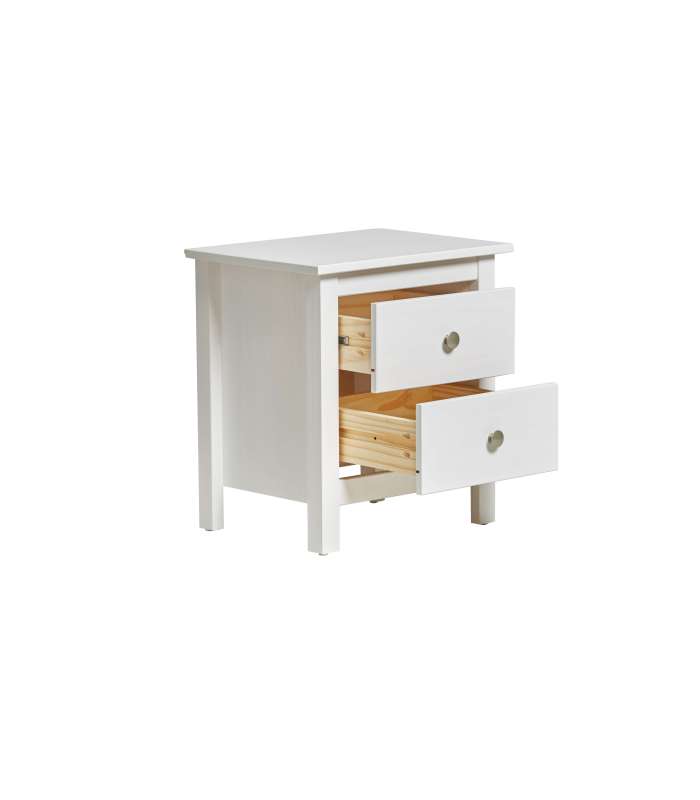 Table basse Berna 2 tiroirs finition blanche 46 cm(largeur)