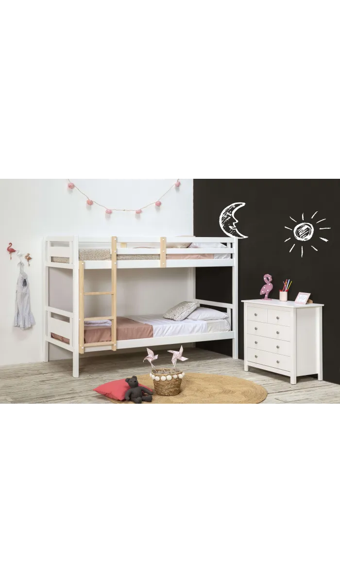 Cómoda 6 cajones Bella, acabado blanco y dimensiones 130x80x45 cm