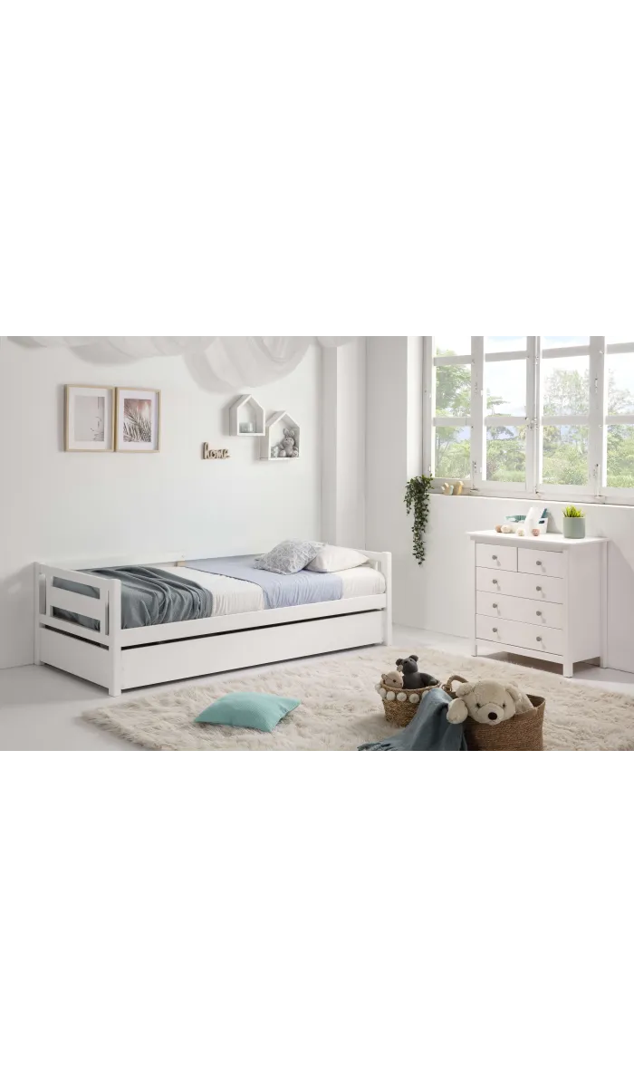 Cómoda 6 cajones Bella, acabado blanco y dimensiones 130x80x45 cm