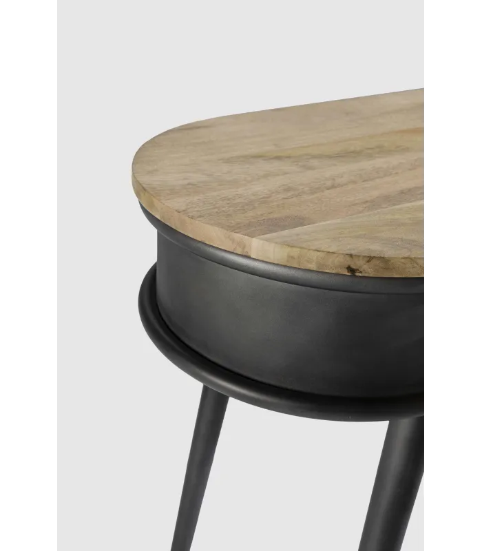 Consola Dinos 1 cajón, madera mango/negro 76cm