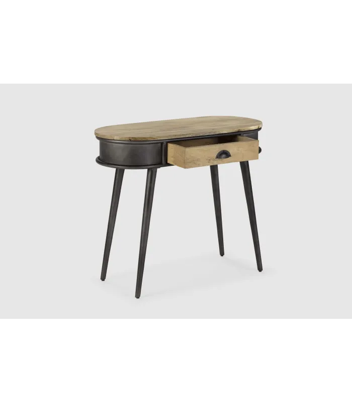Consola Dinos 1 cajón, madera mango/negro 76cm
