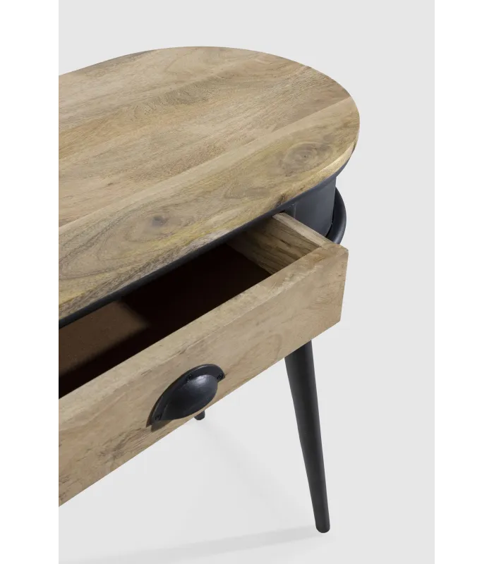 Consola Dinos 1 cajón, madera mango/negro 76cm