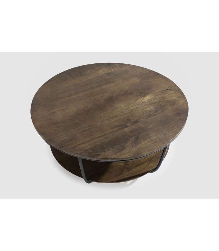 Mesa de centro Delhi acabado madera de mango/negro 40cm(alto)