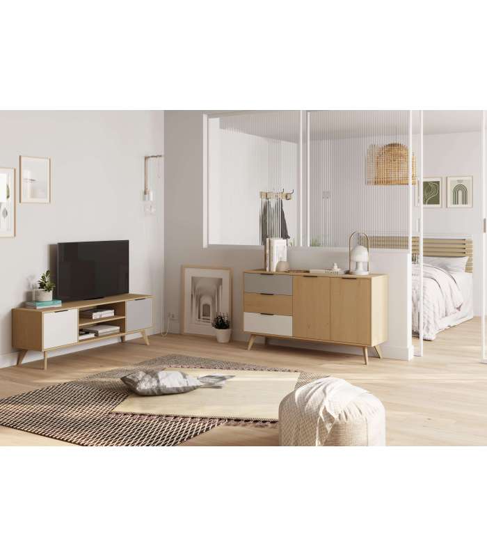 MKRIC Aparadores MIRANDA SIDEBOARD 3P3C BRANCO/CERA