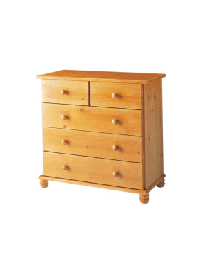 Commode 3+2 tiroirs Altea en finition pin massif couleur miel