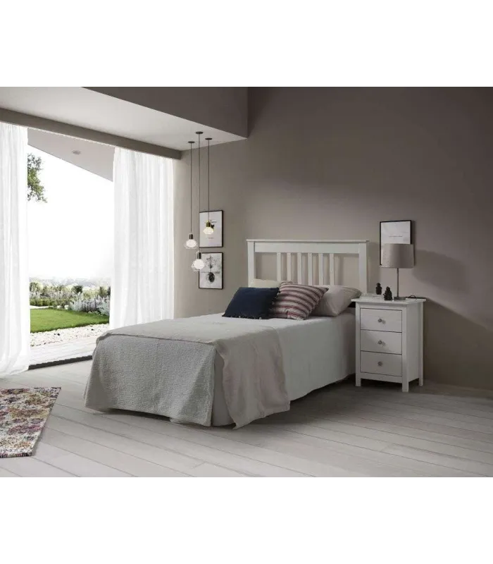 Solid wood table with three white tabac drawers translucent