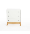 Comfortable 3 Drawers Nordic style white lacquered and oak