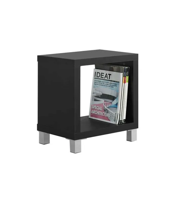 Mesita auxiliar Kubox negra, 48x41x29 cm.