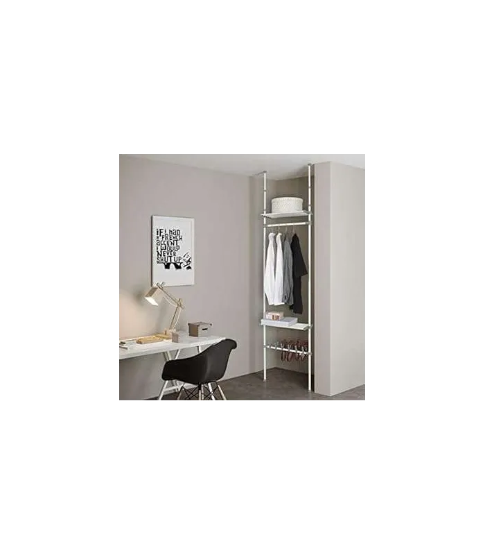 Kit vestidor blanco con 2 baldas y zapatero