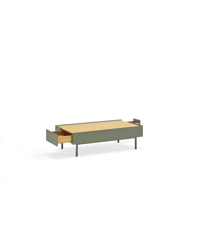 Mesa de centro modelo Arista en verde oliva, 110cm