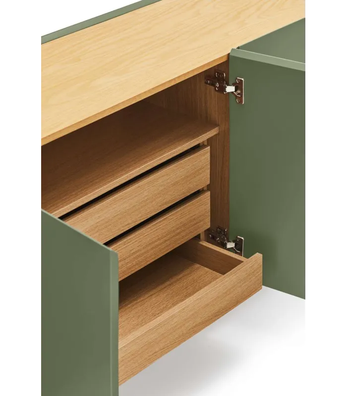 Aparador Arista 4 puertas, acabado verde elegante