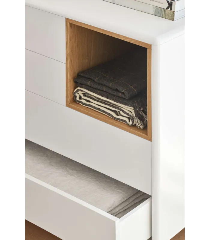 Cómoda Corvo 1 hueco 4 cajones acabado crema