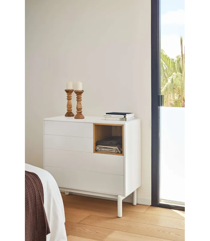 Cómoda Corvo 1 hueco 4 cajones acabado crema