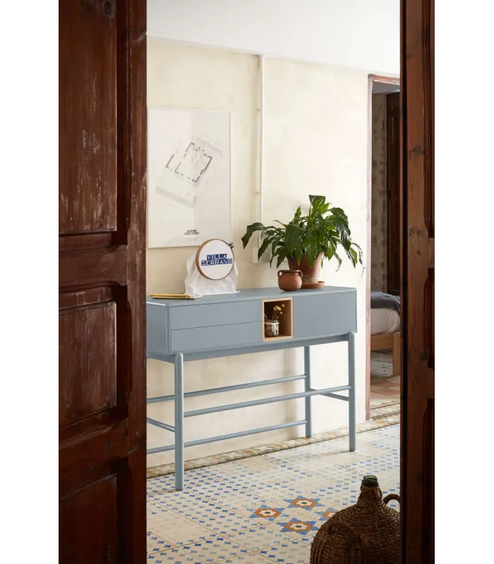 Mueble recibidor Corvo gris pela 1 puerta 2 cajones