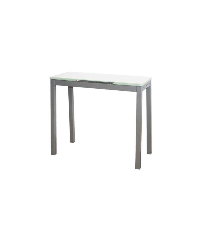 Mesa de cocina extensible con dos alas laterales acabada en