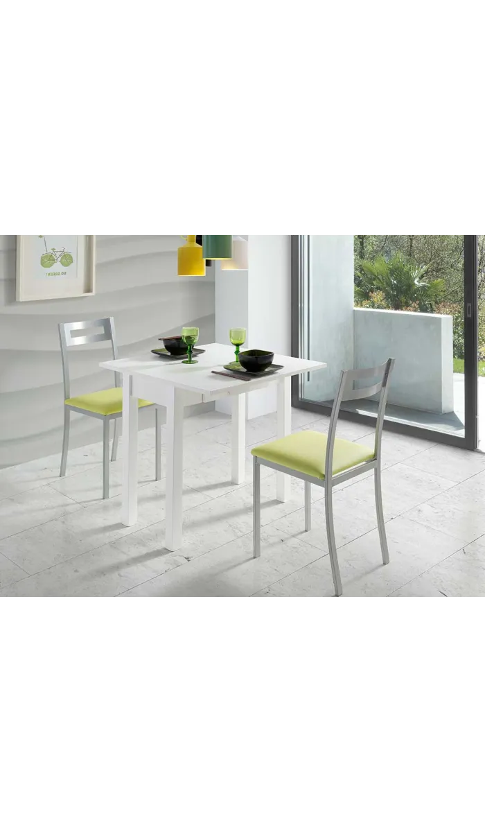 Mesa de cocina Elia blanca, abrible, 80 x 40/80 cm