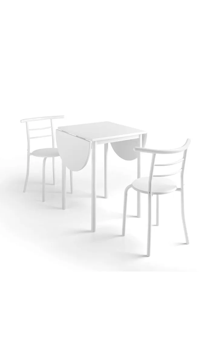 Conjunto de mesa y 2 sillas blancas María