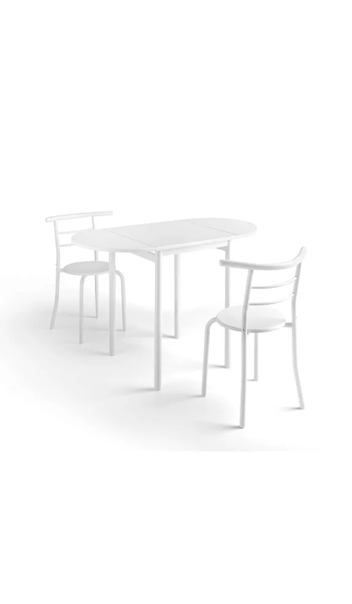 Conjunto de mesa y 2 sillas blancas María