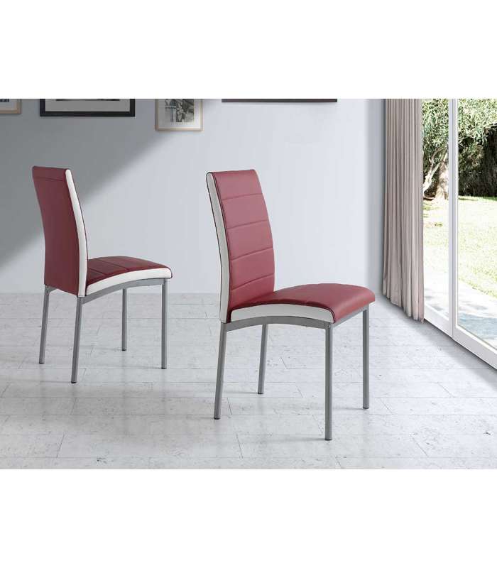 Pack 4 Amelia chairs in grey, burgundy and camel