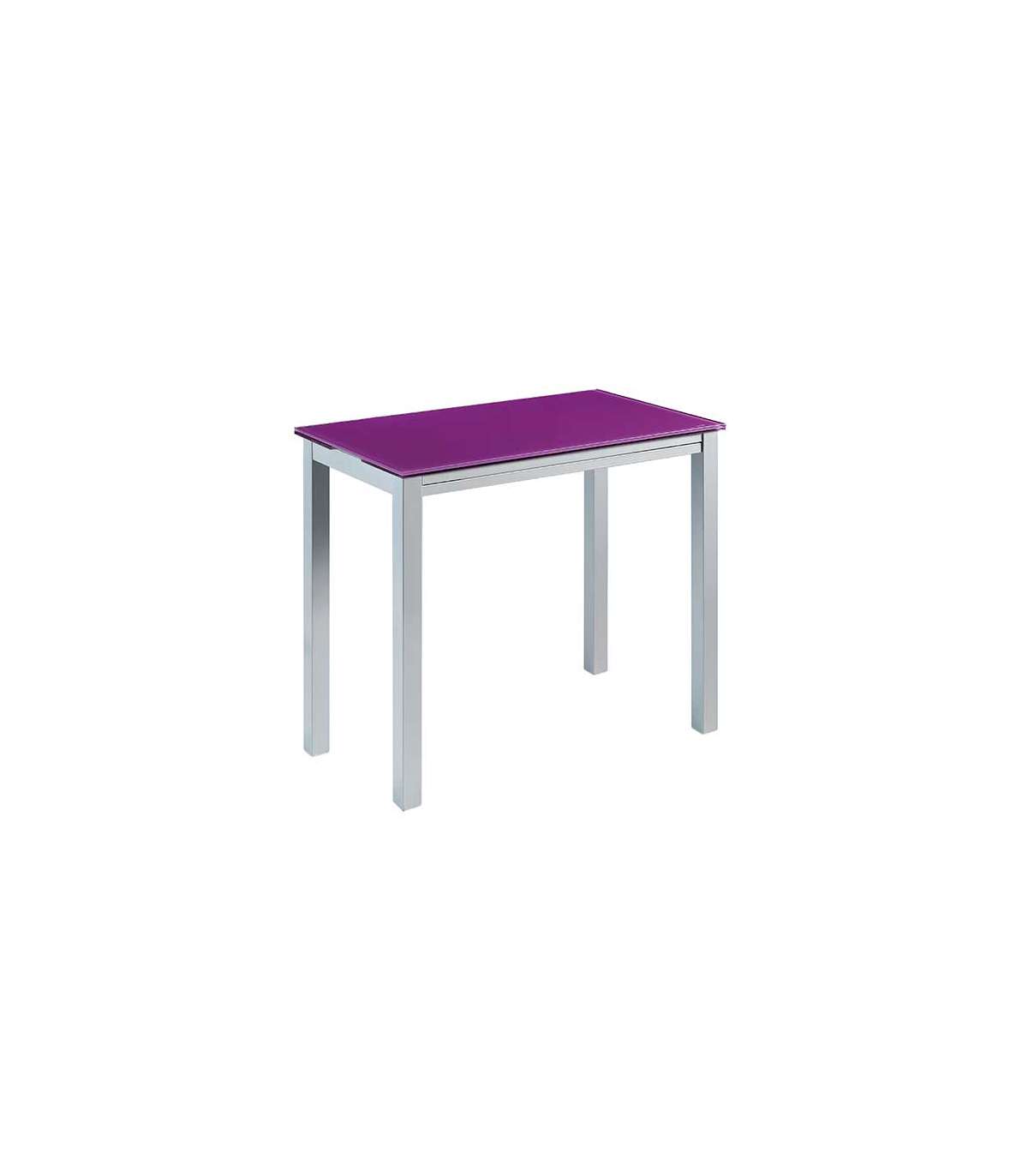 PDCOR, Mesa de cocina extensible Laia acabado cristal morado, 95cm (largo) x 55/