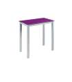 Mesa alta extensível Laia com acabamento em vidro roxo, 95 (altura) x 95 (comprimento) x 55/95 largura