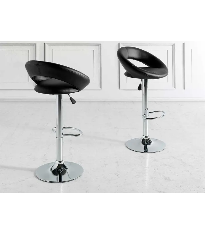 Pack de 2 taburetes elevables Zoe en polipiel negro