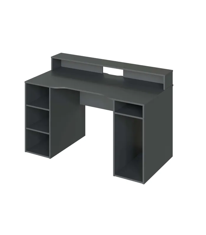 Mesa de ordenador antracita Gamer gris, 88x136x67 cm