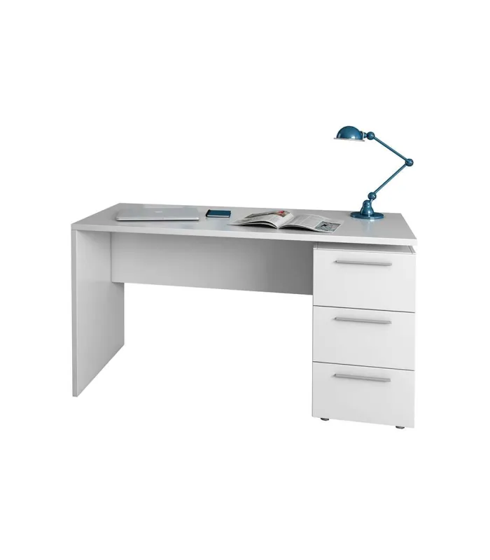Mesa despacho Tokio 3 cajones, blanca, moderna
