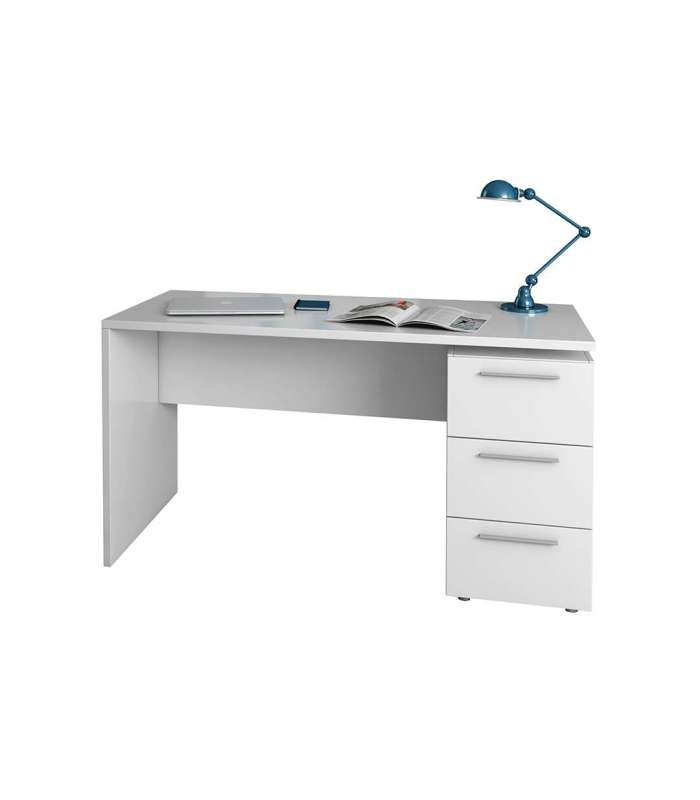 Table de bureau Tokio trois tiroirs blanc artik 74