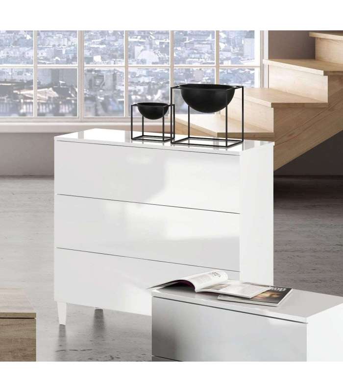 Comoda 3 White Diva Drawers.